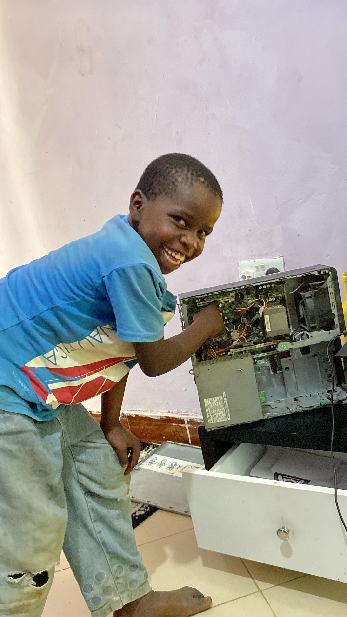Students learning computer skills